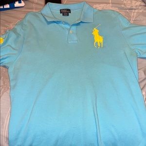 Blue and yellow Polo collared shirt